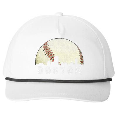 Vintage Boston Cityscape Baseball Lover Snapback Five-Panel Rope Hat