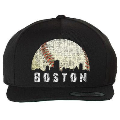 Vintage Boston Cityscape Baseball Lover Wool Snapback Cap