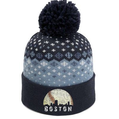 Vintage Boston Cityscape Baseball Lover The Baniff Cuffed Pom Beanie