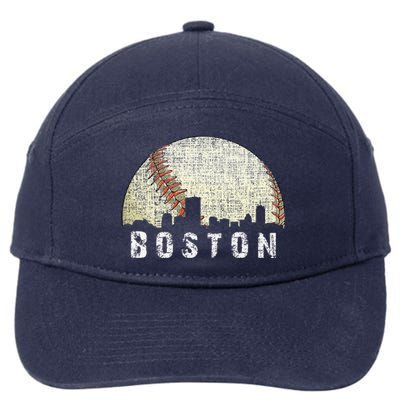 Vintage Boston Cityscape Baseball Lover 7-Panel Snapback Hat