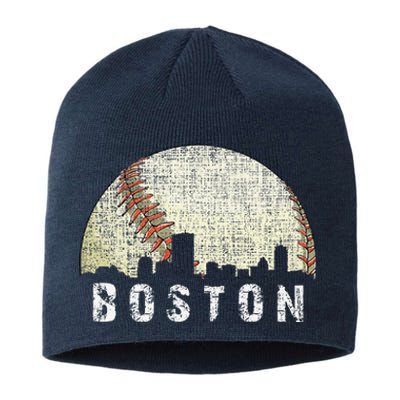 Vintage Boston Cityscape Baseball Lover Sustainable Beanie