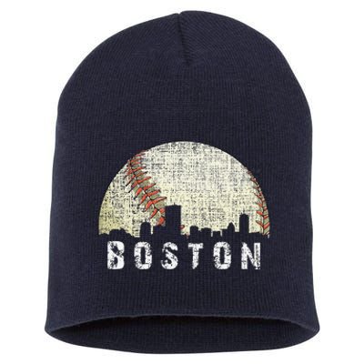 Vintage Boston Cityscape Baseball Lover Short Acrylic Beanie