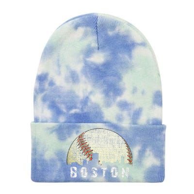 Vintage Boston Cityscape Baseball Lover Tie Dye 12in Knit Beanie