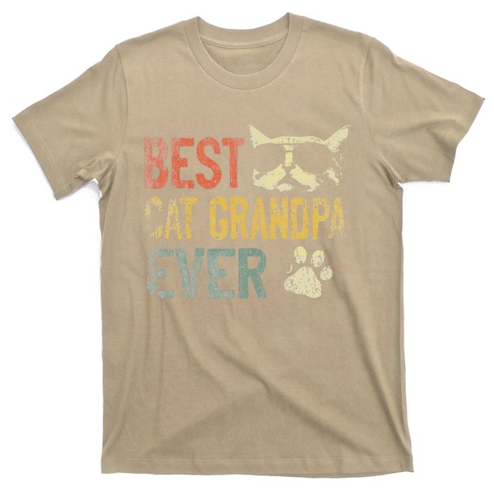 Vintage Best Cat Grandpa Ever Cat Grandpa Fathers D T-Shirt