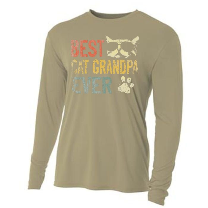 Vintage Best Cat Grandpa Ever Cat Grandpa Fathers D Cooling Performance Long Sleeve Crew