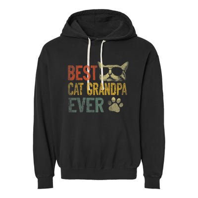 Vintage Best Cat Grandpa Ever Shirt Cat Grandpa Father's Day Garment-Dyed Fleece Hoodie