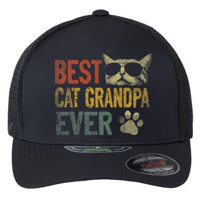 Vintage Best Cat Grandpa Ever Shirt Cat Grandpa Father's Day Flexfit Unipanel Trucker Cap