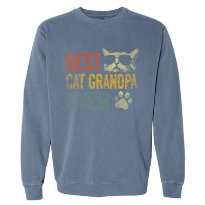 Vintage Best Cat Grandpa Ever Shirt Cat Grandpa Father's Day Garment-Dyed Sweatshirt