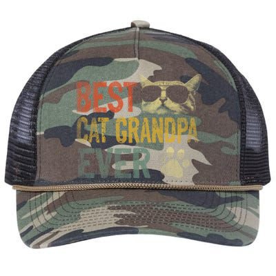 Vintage Best Cat Grandpa Ever Shirt Cat Grandpa Father's Day Retro Rope Trucker Hat Cap