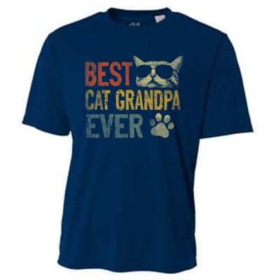 Vintage Best Cat Grandpa Ever Shirt Cat Grandpa Father's Day Cooling Performance Crew T-Shirt