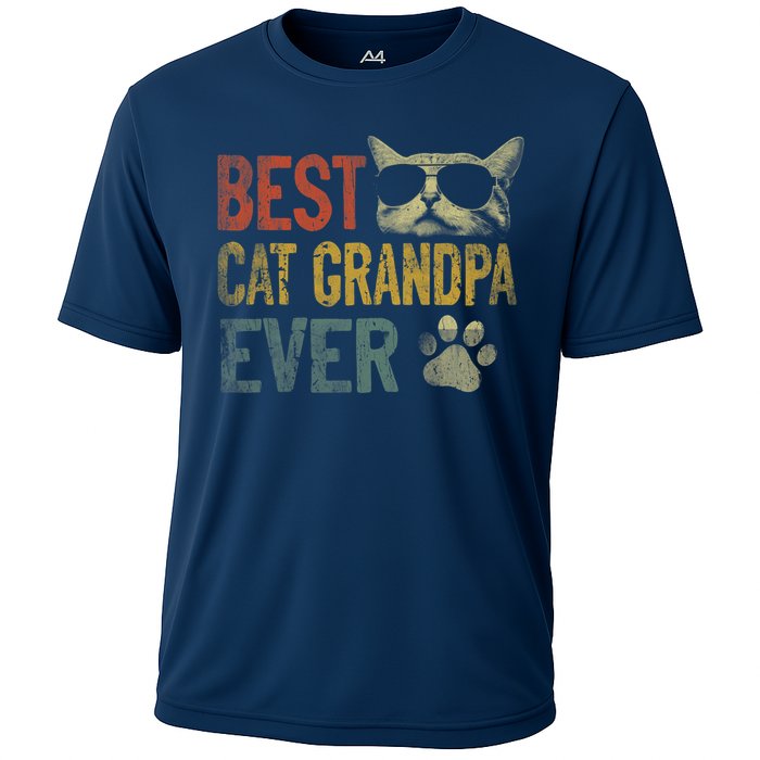 Vintage Best Cat Grandpa Ever Shirt Cat Grandpa Father's Day Cooling Performance Crew T-Shirt