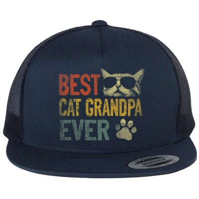 Vintage Best Cat Grandpa Ever Shirt Cat Grandpa Father's Day Flat Bill Trucker Hat