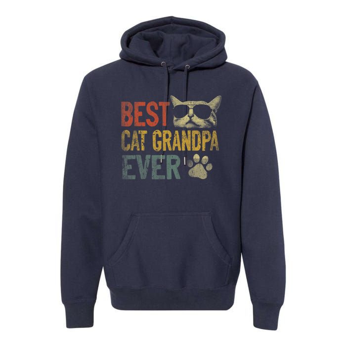 Vintage Best Cat Grandpa Ever Shirt Cat Grandpa Father's Day Premium Hoodie