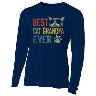 Vintage Best Cat Grandpa Ever Shirt Cat Grandpa Father's Day Cooling Performance Long Sleeve Crew