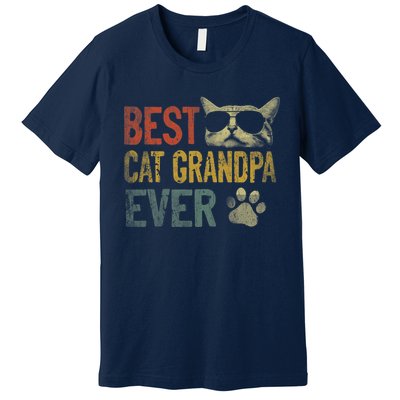 Vintage Best Cat Grandpa Ever Shirt Cat Grandpa Father's Day Premium T-Shirt