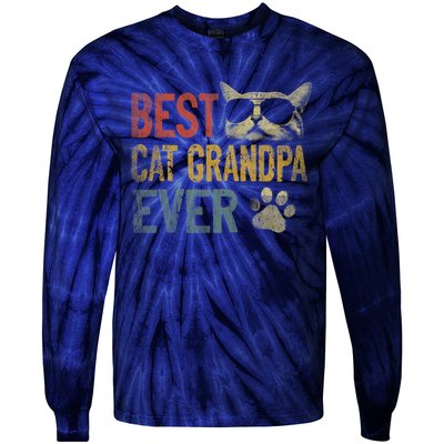 Vintage Best Cat Grandpa Ever Shirt Cat Grandpa Father's Day Tie-Dye Long Sleeve Shirt