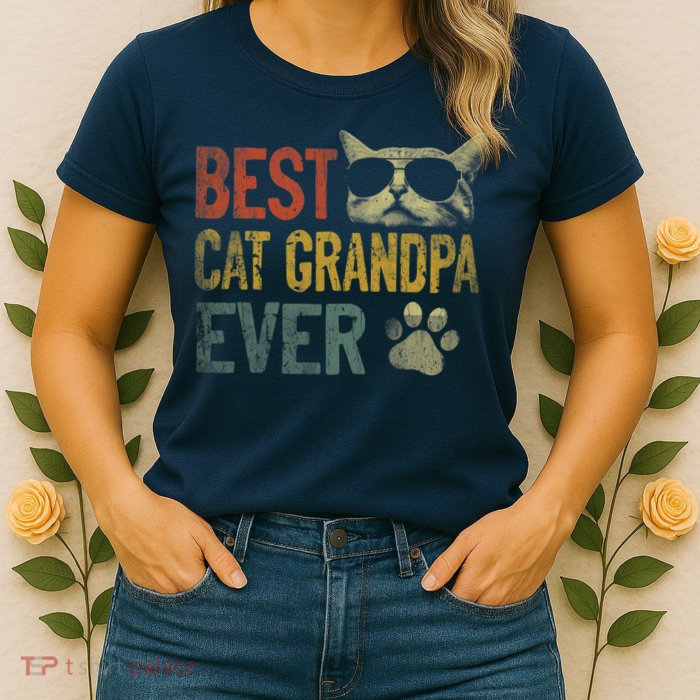 Vintage Best Cat Grandpa Ever Shirt Cat Grandpa Father's Day Womens T-Shirt