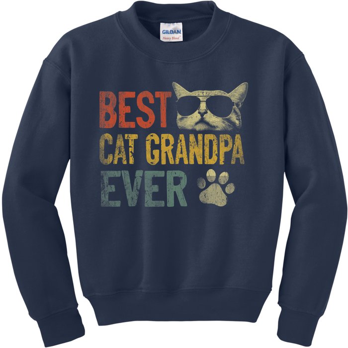 Vintage Best Cat Grandpa Ever Shirt Cat Grandpa Father's Day Kids Sweatshirt