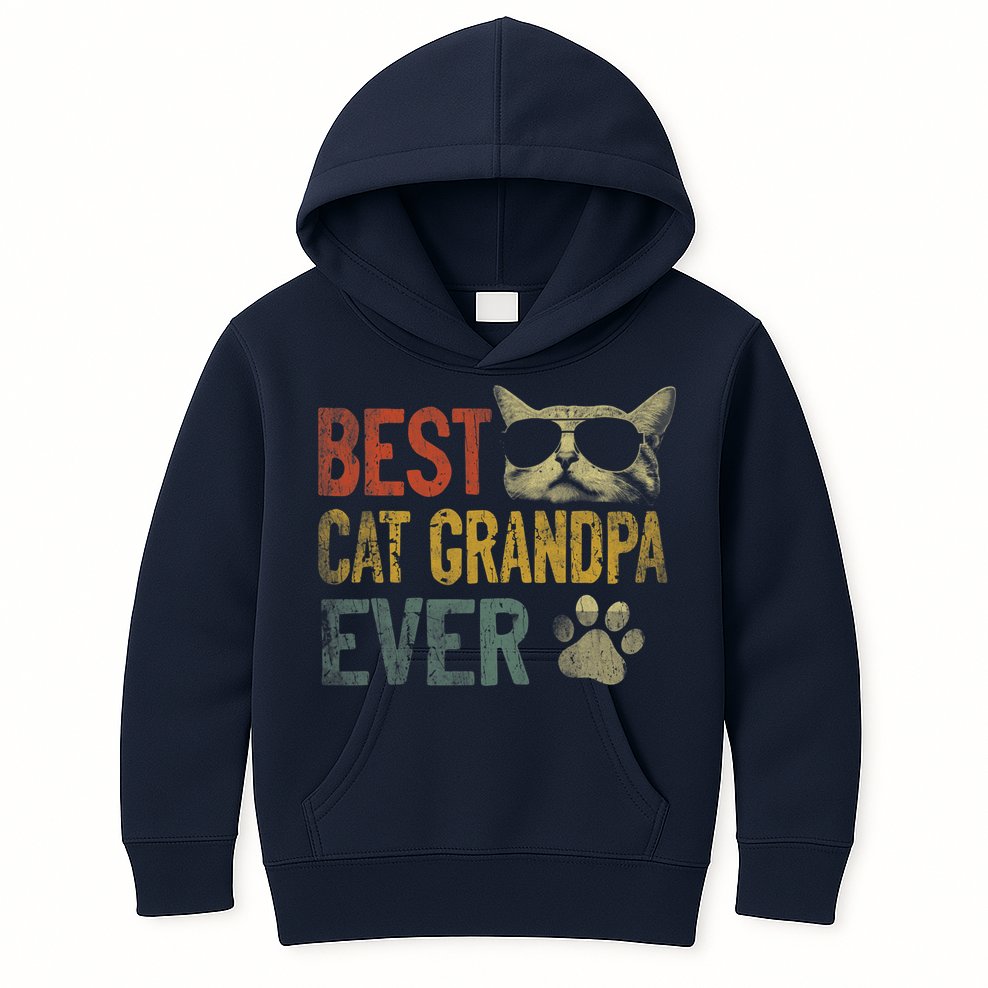 Vintage Best Cat Grandpa Ever Shirt Cat Grandpa Father's Day Kids Hoodie