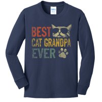 Vintage Best Cat Grandpa Ever Shirt Cat Grandpa Father's Day Kids Long Sleeve Shirt