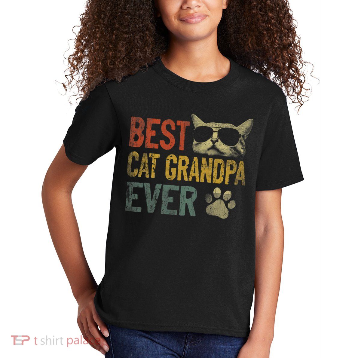 Vintage Best Cat Grandpa Ever Shirt Cat Grandpa Father's Day Kids T-Shirt