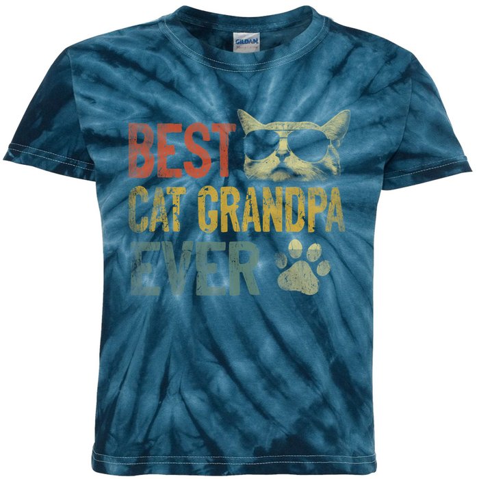 Vintage Best Cat Grandpa Ever Shirt Cat Grandpa Father's Day Kids Tie-Dye T-Shirt