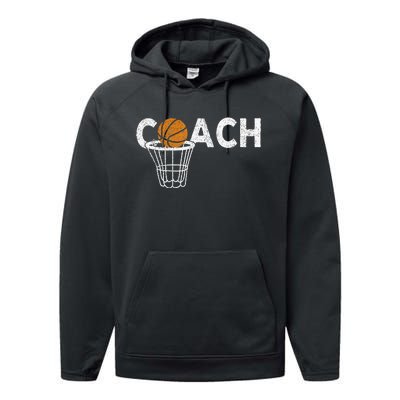 Vintage Basketball Coach Basketball Coaching Retro Performance Fleece Hoodie