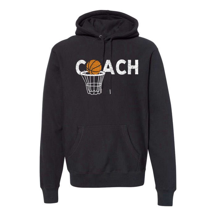 Vintage Basketball Coach Basketball Coaching Retro Premium Hoodie