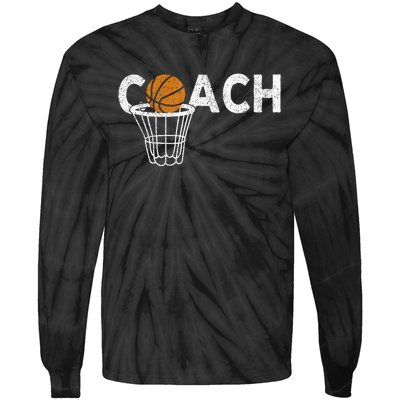 Vintage Basketball Coach Basketball Coaching Retro Tie-Dye Long Sleeve Shirt