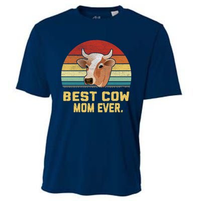 Vintage Best Cow Mom Ever Long Cooling Performance Crew T-Shirt