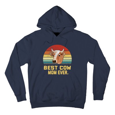 Vintage Best Cow Mom Ever Long Hoodie