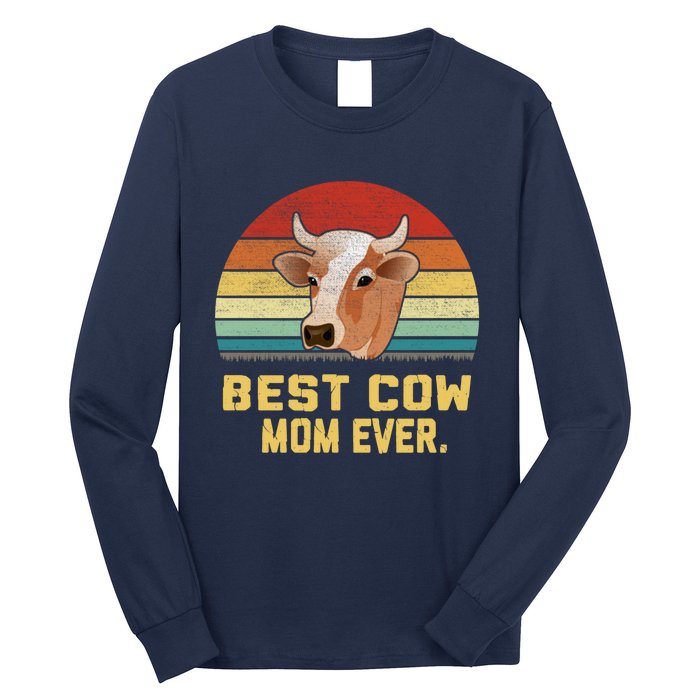 Vintage Best Cow Mom Ever Long Long Sleeve Shirt