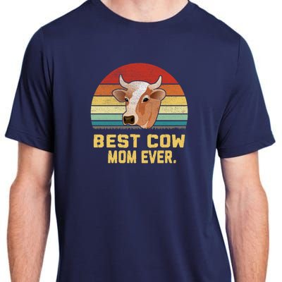 Vintage Best Cow Mom Ever Long Adult ChromaSoft Performance T-Shirt