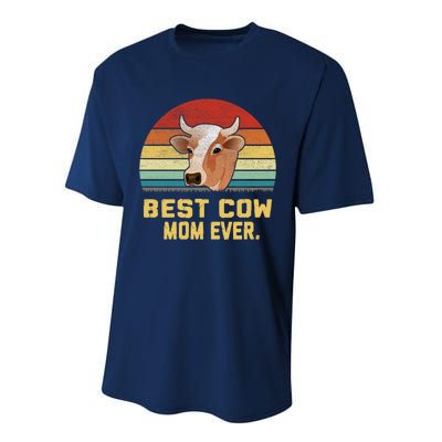 Vintage Best Cow Mom Ever Long Performance Sprint T-Shirt