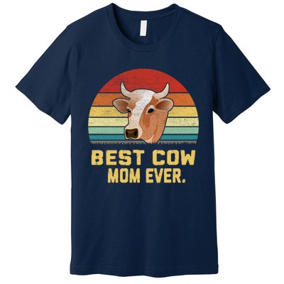 Vintage Best Cow Mom Ever Long Premium T-Shirt