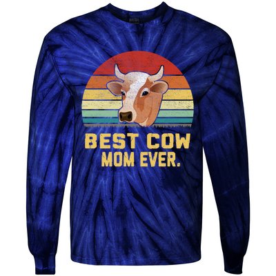 Vintage Best Cow Mom Ever Long Tie-Dye Long Sleeve Shirt