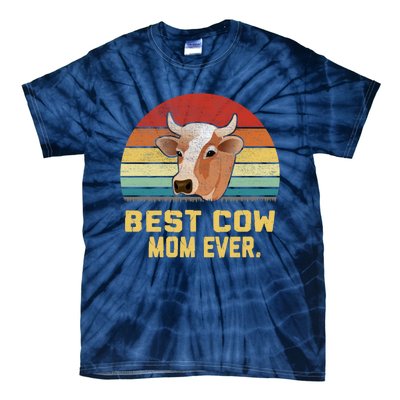 Vintage Best Cow Mom Ever Long Tie-Dye T-Shirt