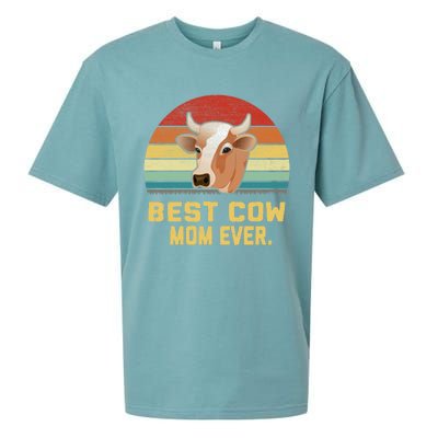 Vintage Best Cow Mom Ever Long Sueded Cloud Jersey T-Shirt