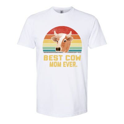 Vintage Best Cow Mom Ever Long Softstyle CVC T-Shirt