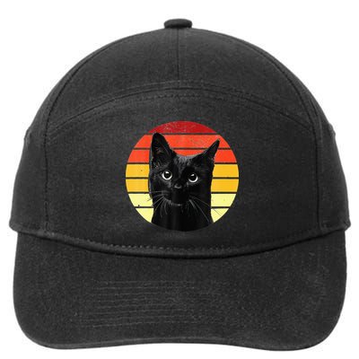 Vintage Black Cat Retro Style Cats Lover Gifts Kitten Lover 7-Panel Snapback Hat