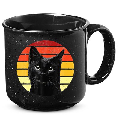 Vintage Black Cat Retro Style Cats Lover Gifts Kitten Lover 15oz Campfire Ceramic Mug