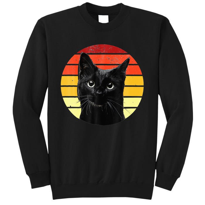 Vintage Black Cat Retro Style Cats Lover Gifts Kitten Lover Tall Sweatshirt