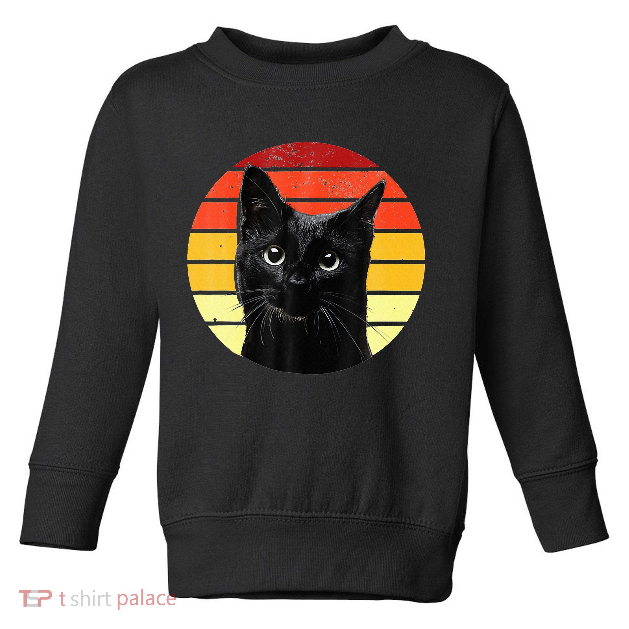 Vintage Black Cat Retro Style Cats Lover Gifts Kitten Lover Toddler Sweatshirt