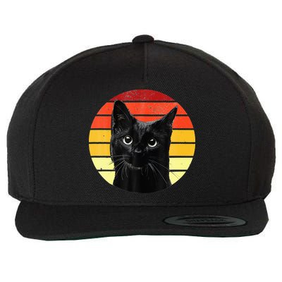 Vintage Black Cat Retro Style Cats Lover Gifts Kitten Lover Wool Snapback Cap