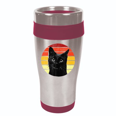 Vintage Black Cat Retro Style Cats Lover Gifts Kitten Lover 16oz Travel Tumbler