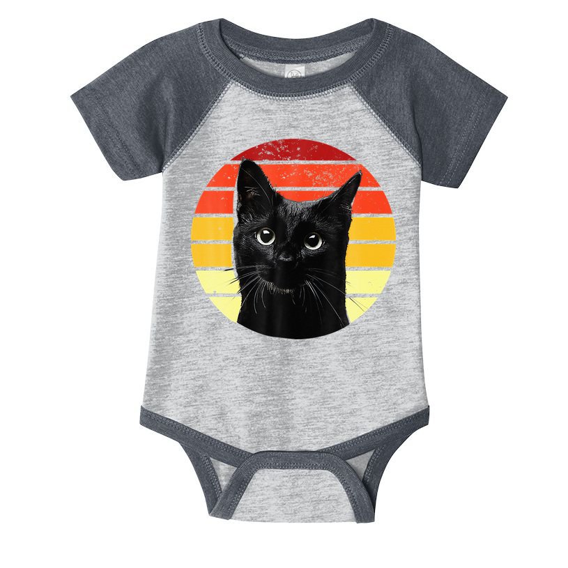 Vintage Black Cat Retro Style Cats Lover Gifts Kitten Lover Infant Baby Jersey Bodysuit