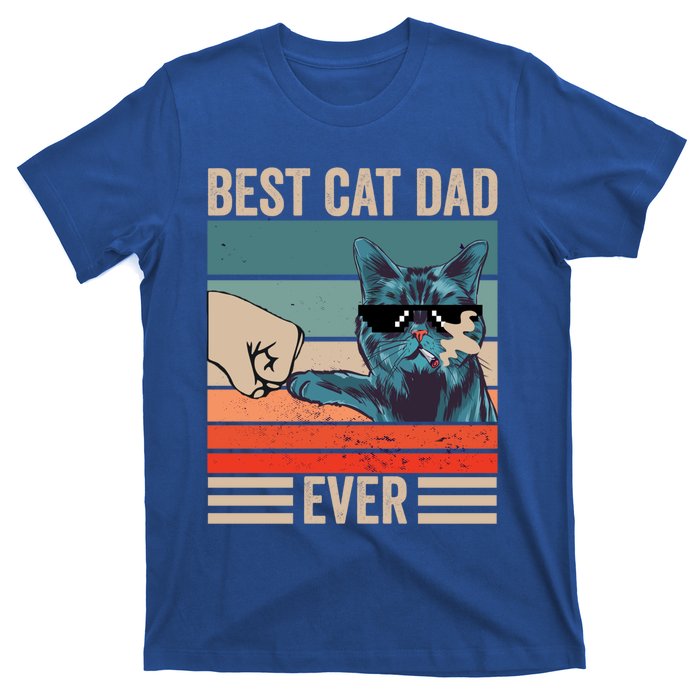 Vintage Best Cat Dad Ever Bump Fist FatherS Day Cat Daddy Gift T-Shirt