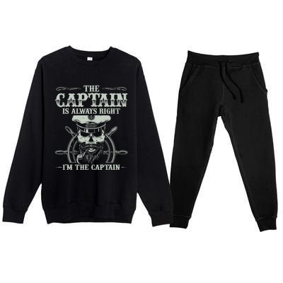 Vintage Boat Captain Boating Funny Boat Lover Gift Premium Crewneck Sweatsuit Set