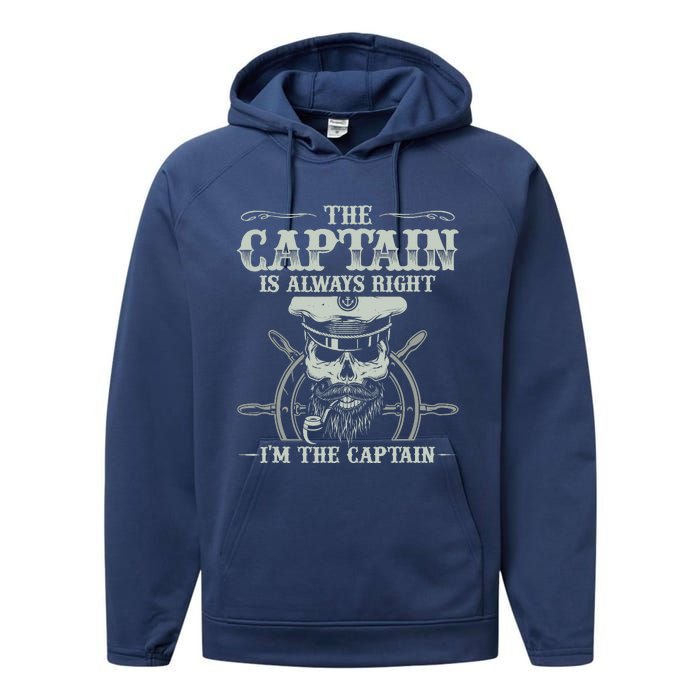 Vintage Boat Captain Boating Funny Boat Lover Gift Performance Fleece Hoodie