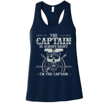 Vintage Boat Captain Boating Funny Boat Lover Gift Women's Racerback Tank